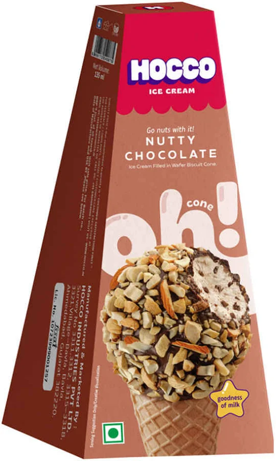 Hocco Nutty Chocolate Oh Ice Cream Cone 135 ml